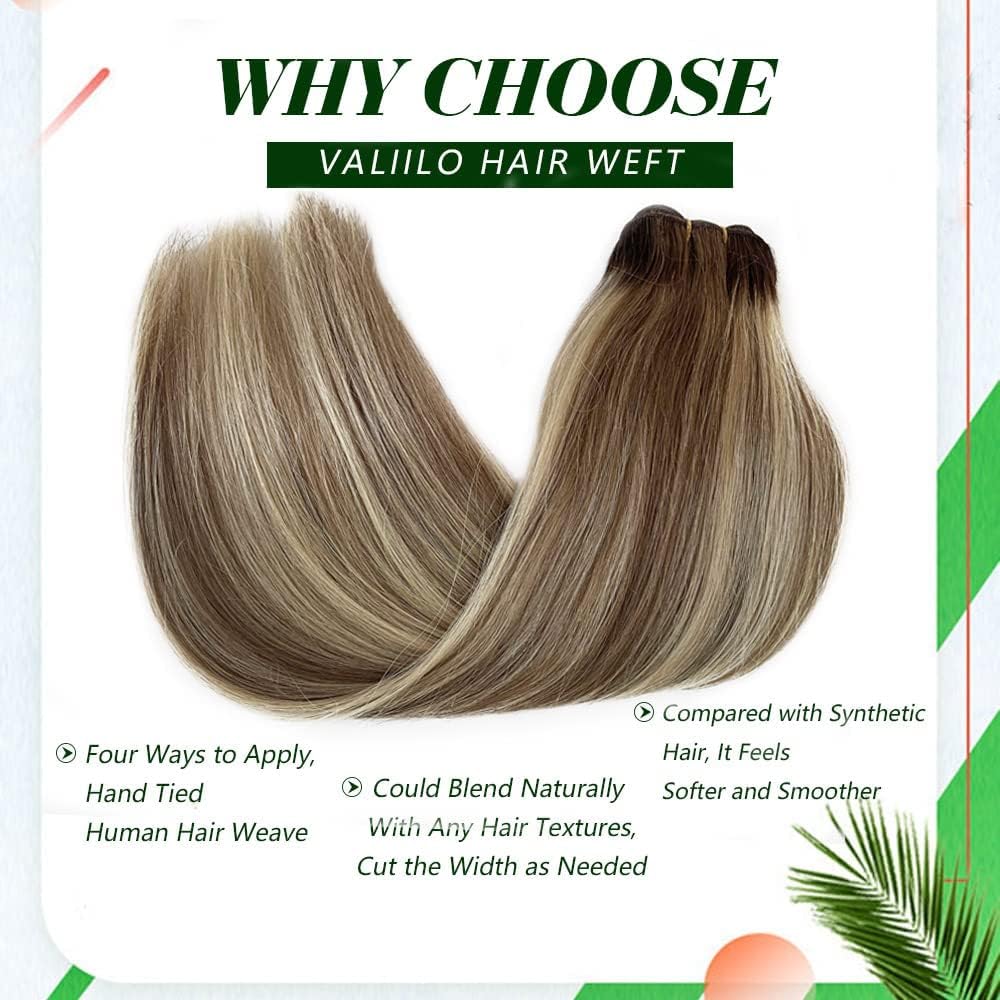 14 Inch Human Hair Extensions - Balayage Brown to Ash Blonde | Real Human Hair, 80g