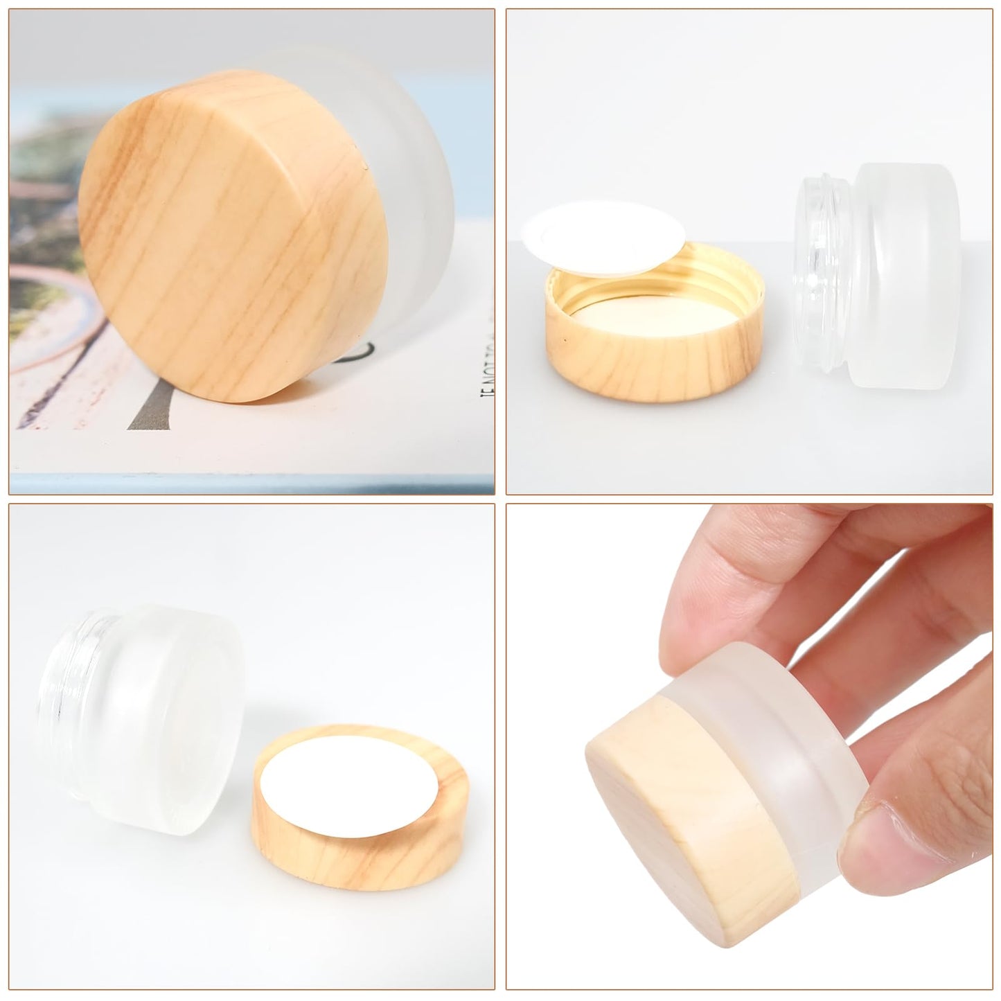64 Pcs Glass Cosmetic Containers 5 Grams Round Frosted Cosmetic Jars with Leak proof lids Empty glass sample Jars Scrub Balm Lotions Sample Containers for Makeup Lotion Lip Balm Eye Cream