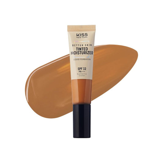 KISS NEW YORK Tinted Moisturizer with SPF 32 PA+++ (Classic Tan) 12 Hour Hydrating Sunscreen for Face, No White Cast for Dark Skin Tone, Natural Finish, Medium Coverage with Hyaluronic Acid, Vitamin E