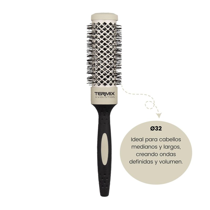 Termix Evolution Soft Ø 32 mm-Hairbrush for thin hair with ionized bristles specially for thin and delicate hair.