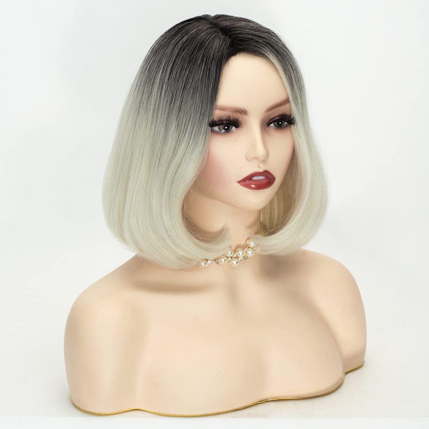 Short Curly Ombre Blonde Wig - Synthetic Bob for Halloween & Cosplay