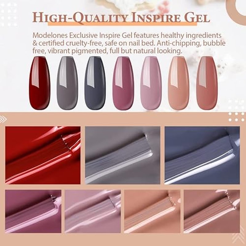modelones Hema Free Gel Nail Polish 6 Colors Neutral Nude Set Nude Pink Quick Dry Winter Polish Manicure Diy Nail Art Home Salon Gift For Women Girl