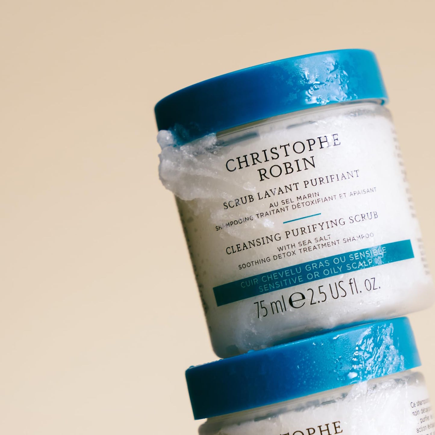 Christophe Robin Purifying Scalp Scrub with Sea Salt – Deep-Cleansing Detox Treatment for Oily Roots & Sensitive Scalps, Removes Build-Up & Soothes Irritation – 75ml
