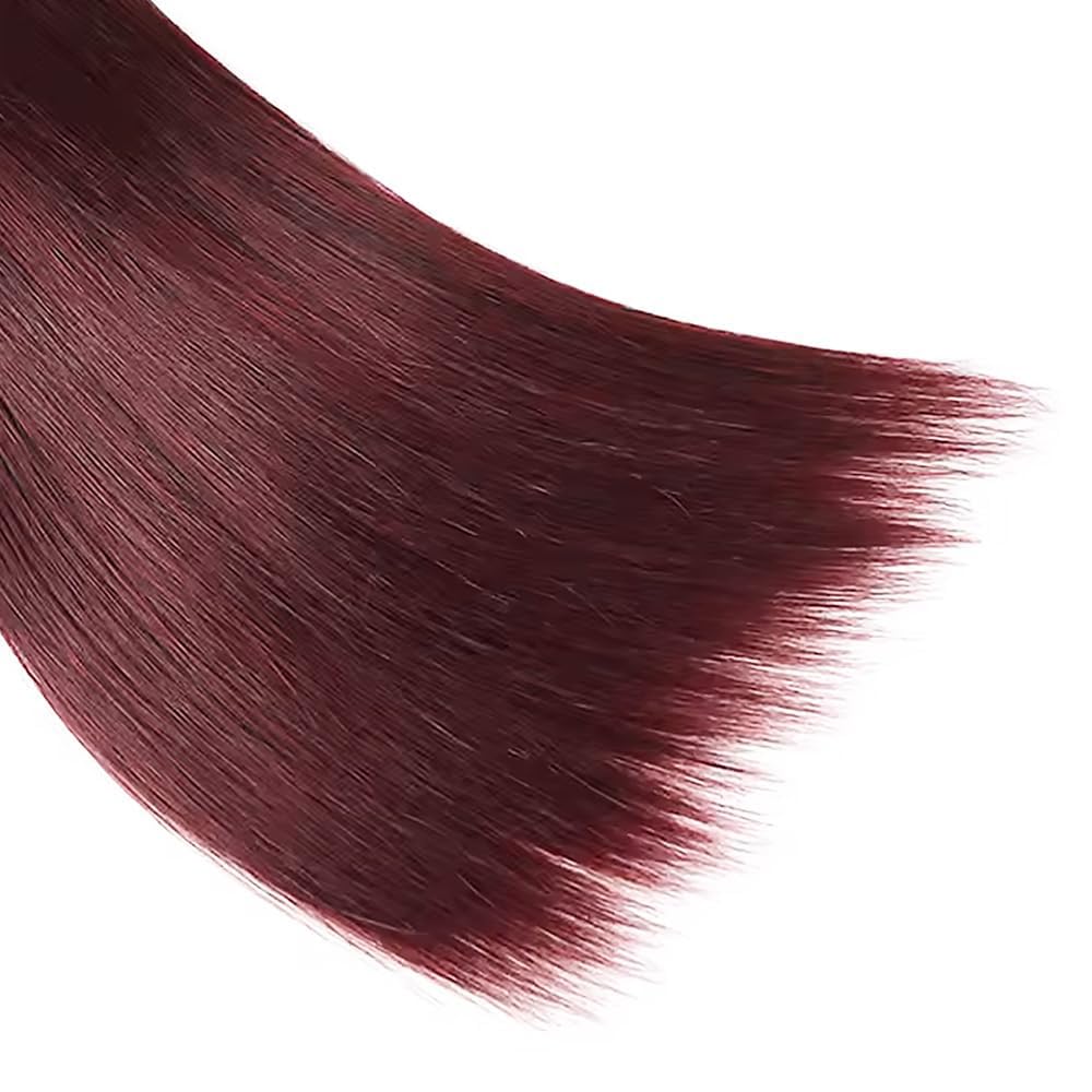 Straight Human Hair Bundles 16 18 20 Inch #99J Burgundy Bundles Human Hair Wine Red 12A Unprocessed Native Virgin Hair 50G Per Bundle 3 Extensions Wet and Wavy Weave for Women