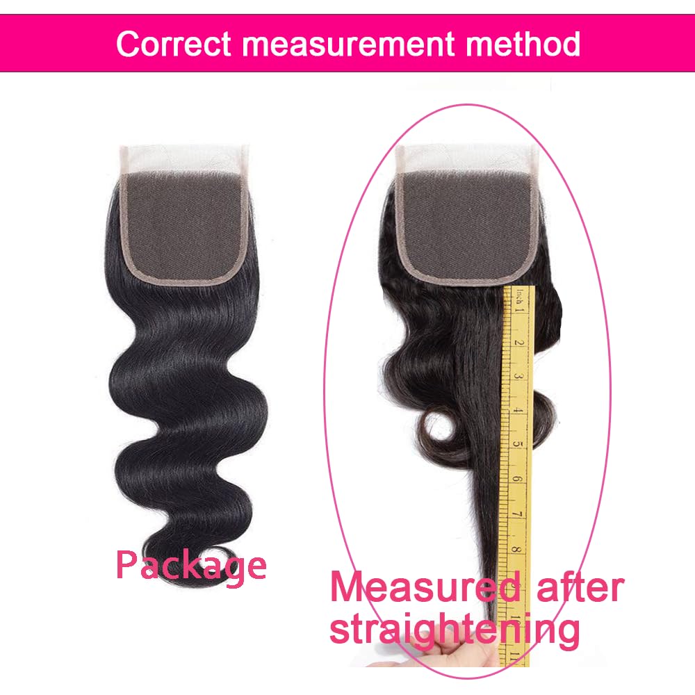 4x4 Human Hair Lace Closure Body Wave HD Lace Closure 18 Inch Free Part 100% Unprocessed Brazilian Virgin Human Hair Closure Hd Transparent Closure 150% Density Pre Plucked Natural Black