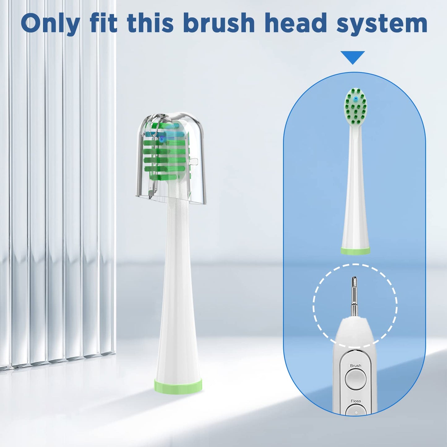 Replacement Toothbrush Heads for All Waterpik Sonic Fusion Models (SF-01, SF-02, SF-03, and SF-04 Series), Compact, with Covers, 10 Count, White