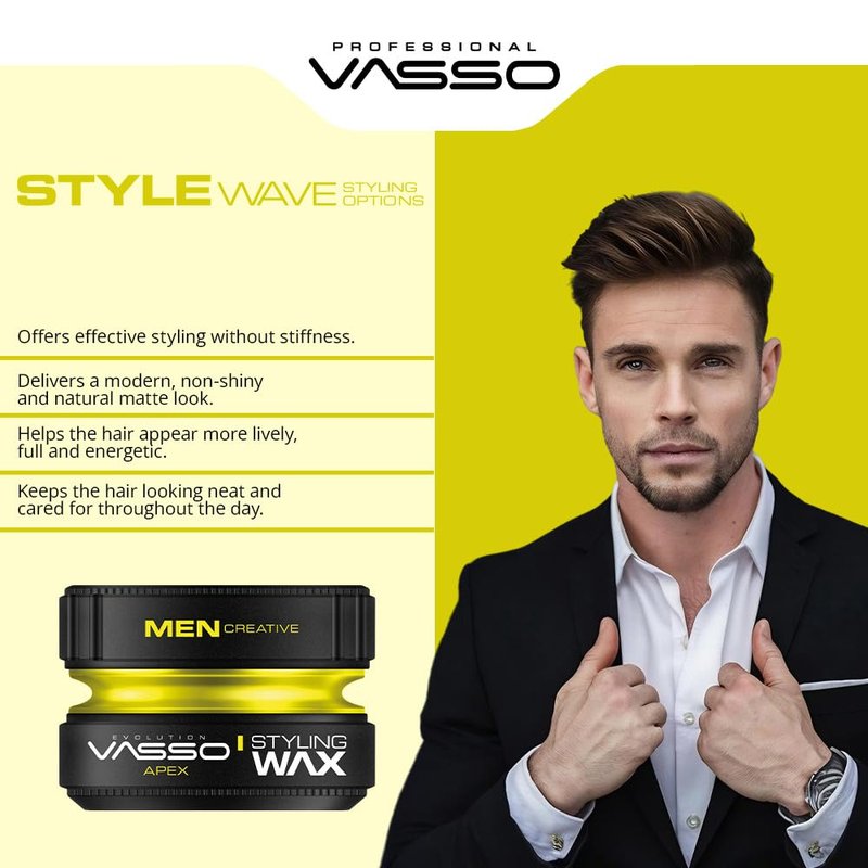 Apex Hair Styling Wax for Men - Maximum Hold Matte Finish Pomade | 5.07 fl oz (150 ml)