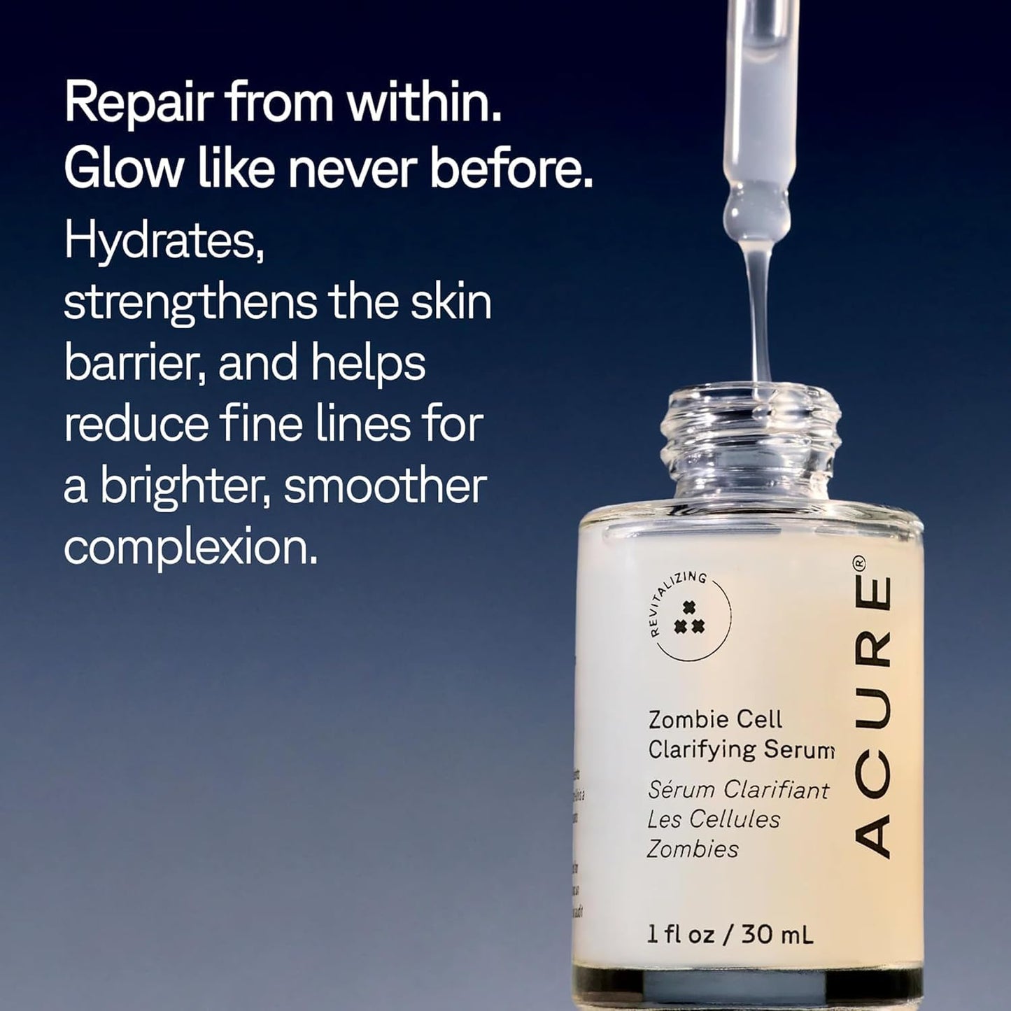 Acure Zombie Cell Clarifying Serum - Rejuvenate Face Serum with Niacinaminde & Milk Thistle, Hydrating Anti Aging Daily Treatment to Tone Skin & Boost Cell Turnover for Natural Glow - 1 fl oz (2 Pack)