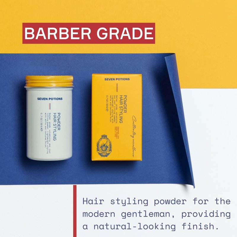 SEVEN POTIONS Hair Styling Powder for Men — Hair Texture Powder & Root Lifting Dust for Instant Volume — Natural Matte Finish, Flexible Hold, Invisible Feel — Vegan, Cruelty-Free — 0.7 oz