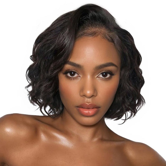 HANNE Burgundy Lace Front Short Human Hair Bob Wig 99J Wig Human Hair 12 Inch Glueless Pre Plucked with Baby Hair 180% Density Short Straight Wig Wear and Go Hair Replacement Wigs
