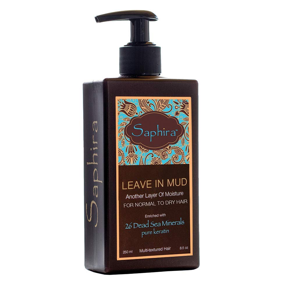 Saphira Hydrating Leave-In Conditioner Mineral Mud, Styling and Healing Leave-In Conditioner for Dry Damaged Hair, Strengthening, No Rinse, Sulfate-Free, Paraben-Free, 8.5 Ounce, Original Packaging