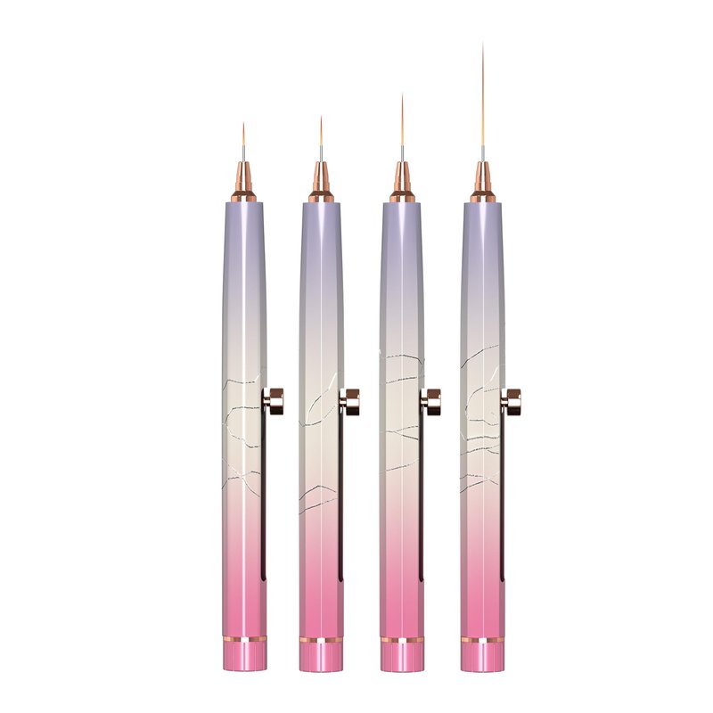 20PCS Nail Art Brushes Set, YIHUALE Retractable Builder Nail Extension Gel Brush, Gel Polish Art Design Pen Painting Tools, Nail Art Liner Brush and Dotting Pen for Salon, DIY (Pink+purple, 4+16PCS)