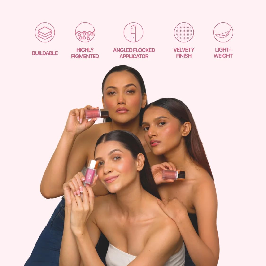 IRIS Oh! She Blushes Liquid Blush, Buildable and Long-Lasting, Serum-Like Formula with Hyaluronic Acid, Niacinamide and Squalane (Nude Pink, NA) (She’s Hot)