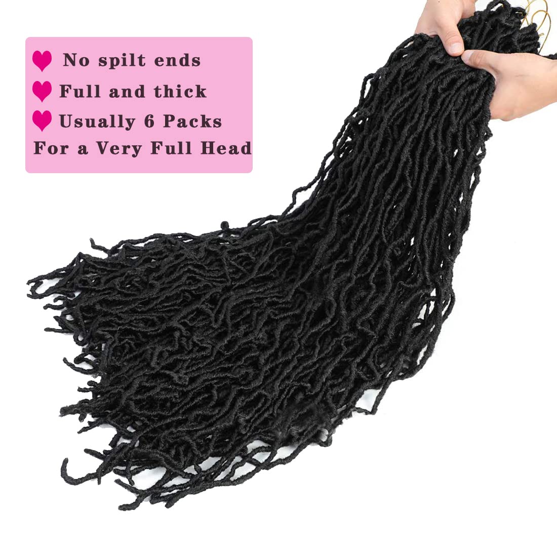 Soft Locs Crochet Hair - 36 Inch Super Long Goddess Faux Locs | 6 Packs Curly Wave Braid #1B