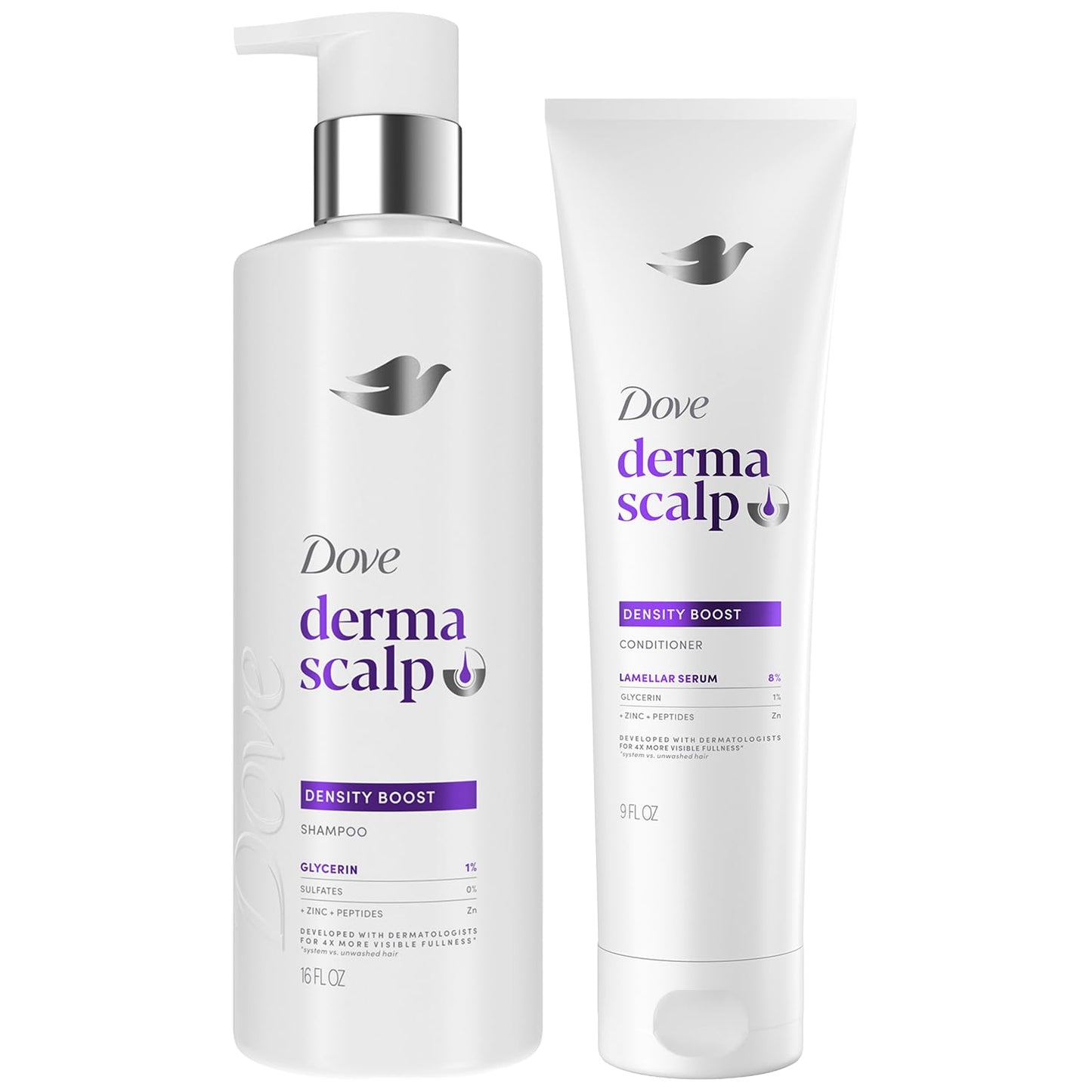 Dove Derma Scalp Thickening Shampoo and Conditioner – Density Boost with Niacinamide, Glycerin, Zinc & Peptides