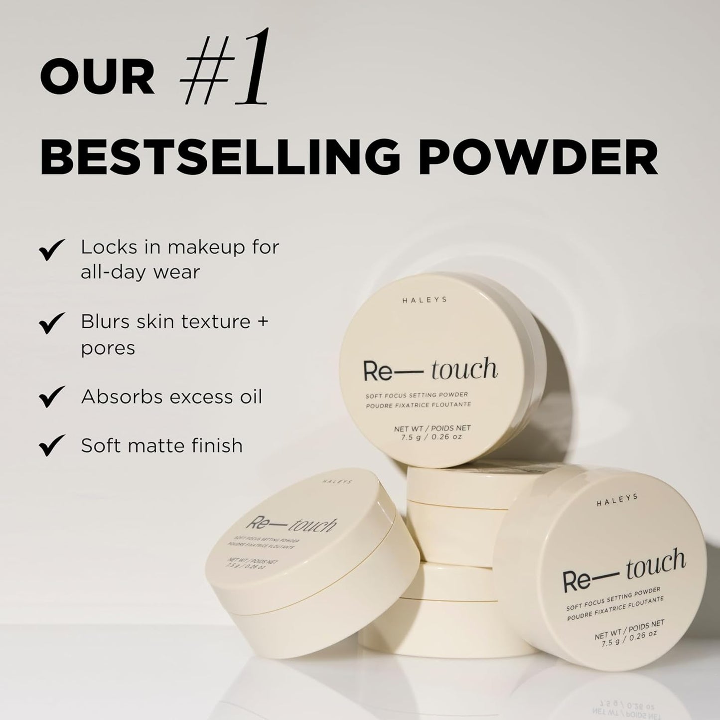 Haleys Translucent Face Powder - Loose Setting Makeup for Blurring & Oil Control | Honey Shade, Non-Caking, All-Day Wear