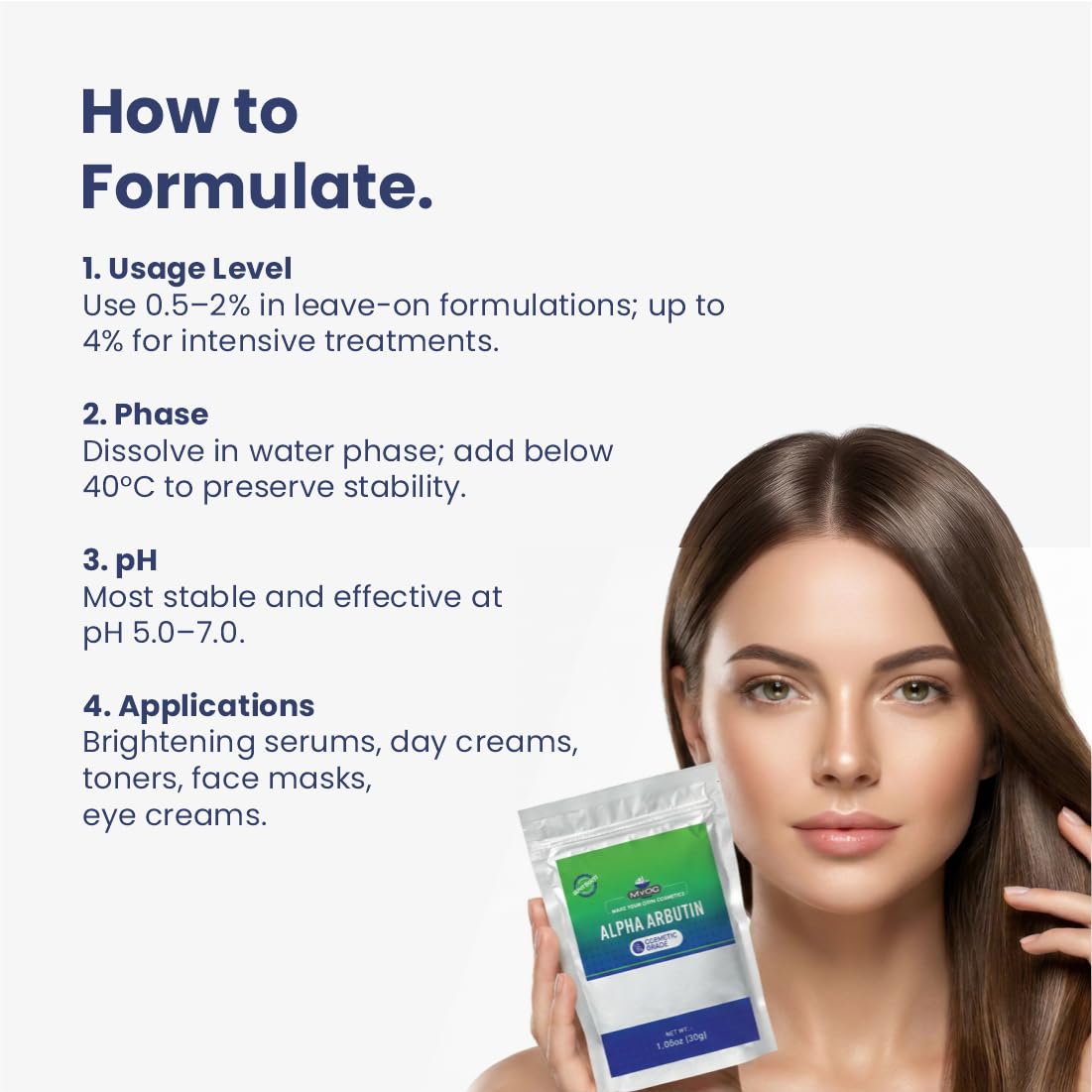MYOC Alpha Arbutin Powder (30 g / 1.06 oz) - Cosmetic Grade for DIY Serums Creams and Skin Care Formulations