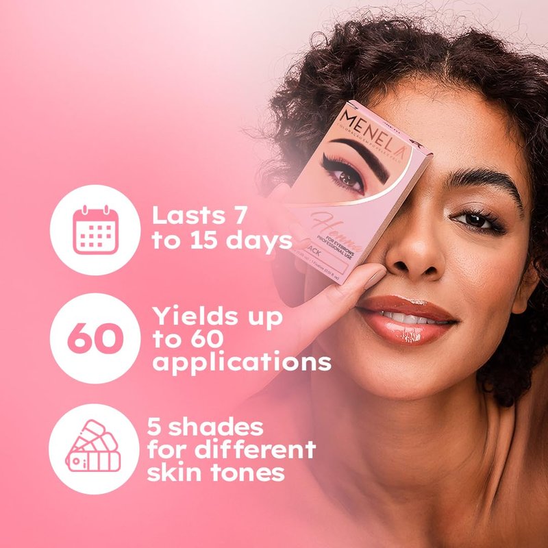 MENELA Eyebrow Henna Tint Kit - Black - Brow Color with Bamboo Extract - Natural Look, Easy Application - 2.5g Henna + 15ml Fixer - Ammonia-Free, Vegan (Black)
