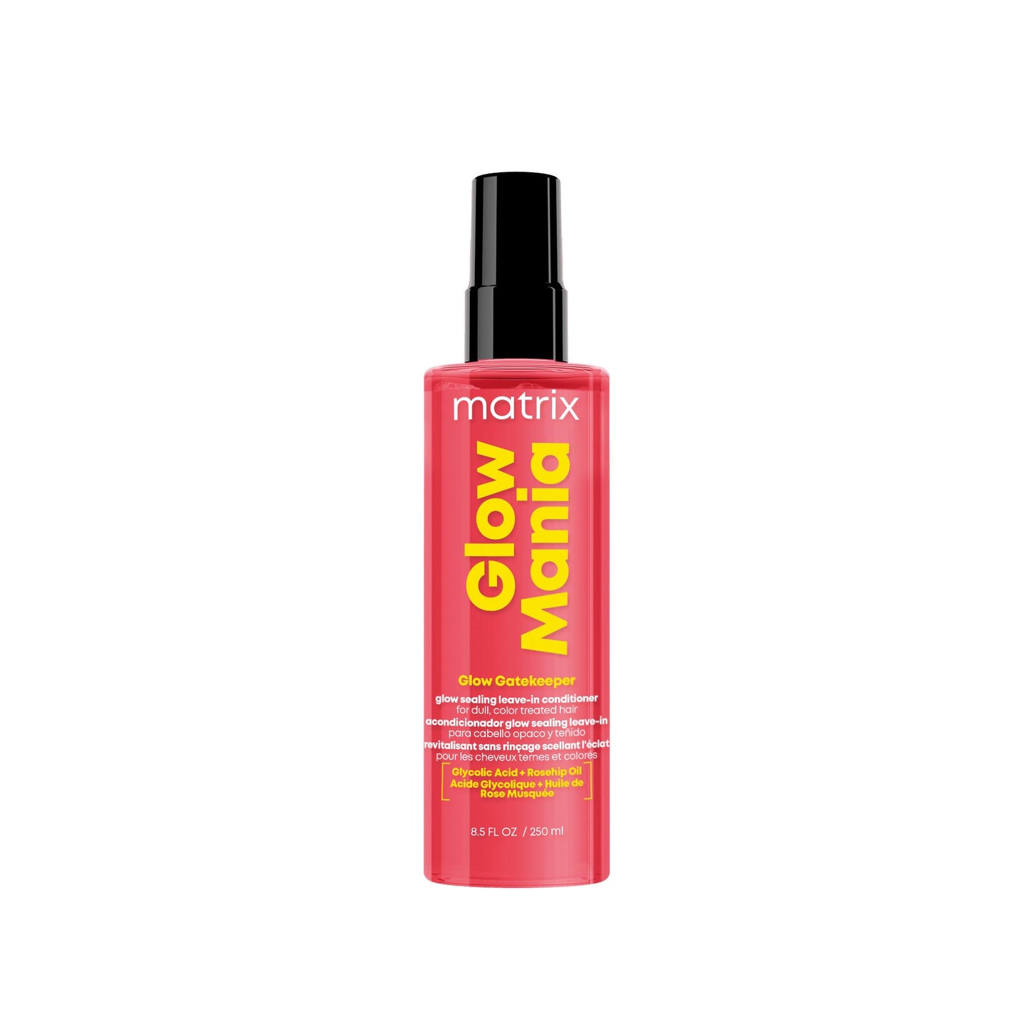 Matrix Glow Mania Leave In Conditioner - Glow Gatekeeper, Enhances Shine and Preserves Color Vibrancy with Heat Protection, Glycolic Acid & Rosehip Oil, For Dull & Color-Treated Hair, 8.5 Fl Oz