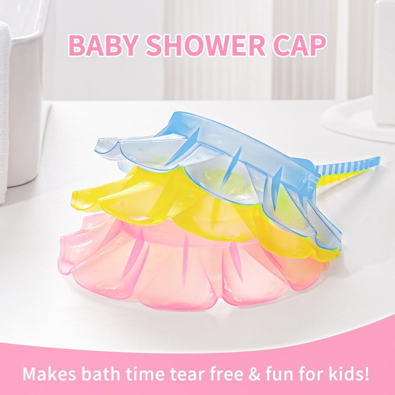 kair Baby Kids Bath Visor Soft Adjustable Silicone Toddler Children Shower Cap Hair Washing Hat Keep Kids Shield Water Out of Eyes & Ears Head Circumference 12.5"-19" (Pink, Less Than 24 Months)