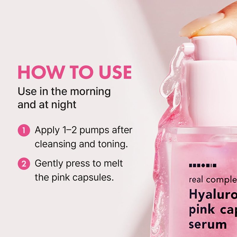Hyaluron Pink Capsule Serum - 6-Layer Hyaluronic Acid for Deep Hydration & Glass Skin Glow | Vitamin B12 Moisturizing Serum | 1.69 fl oz