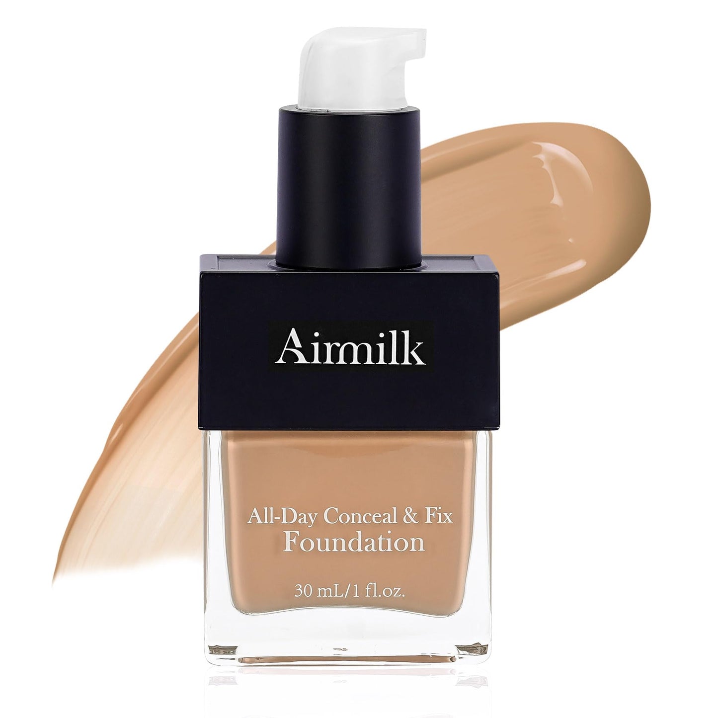 Airmilk Full Coverage Natural Liquid Foundation, Skincare Makeup with Salicylic Acid, Tattoo Cover, for All Skin Types, Sensitive Skin 30ml（MEDIUM COOL）