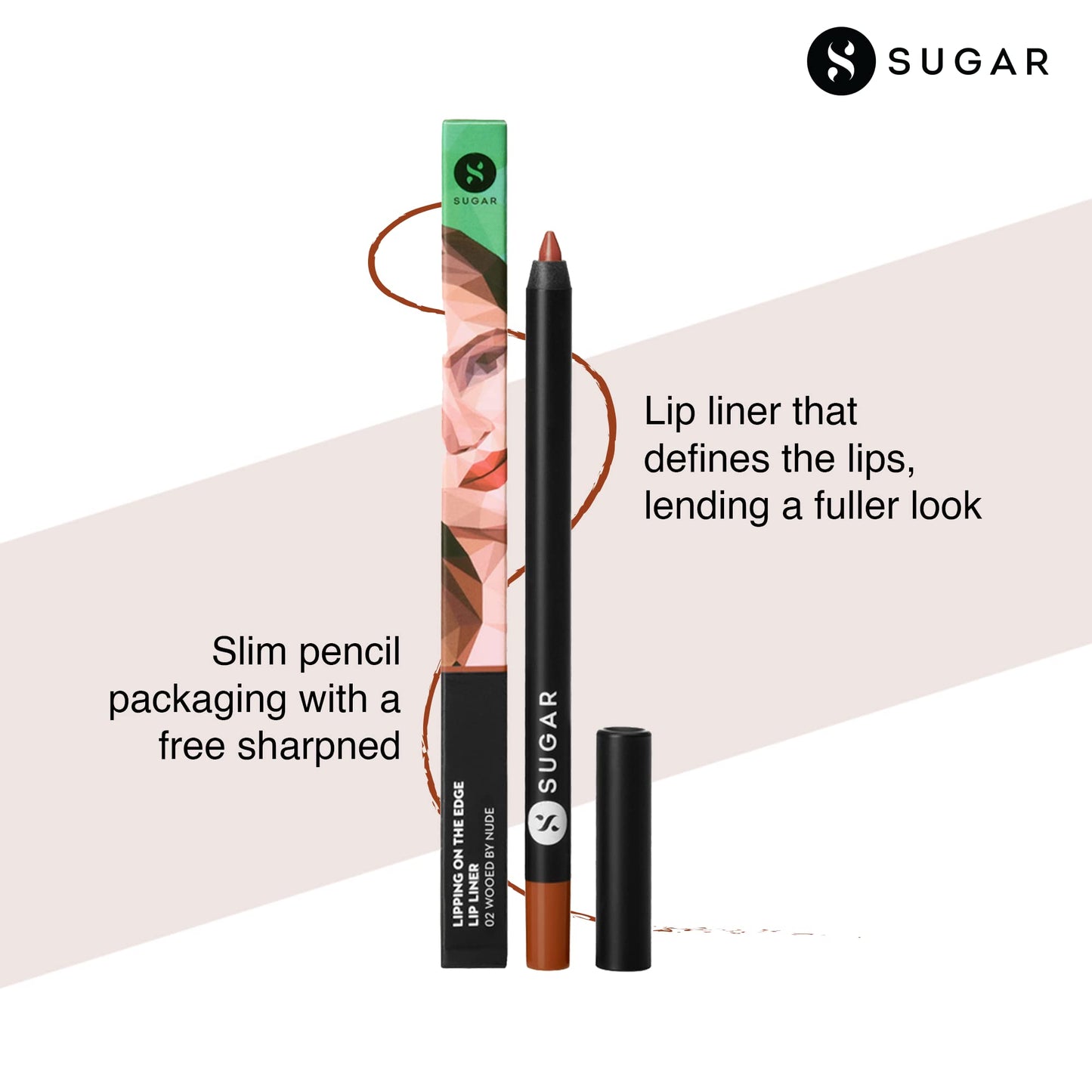 SUGAR Cosmetics Lipping On The Edge Lip Liner - 02 Wooed By Nude
