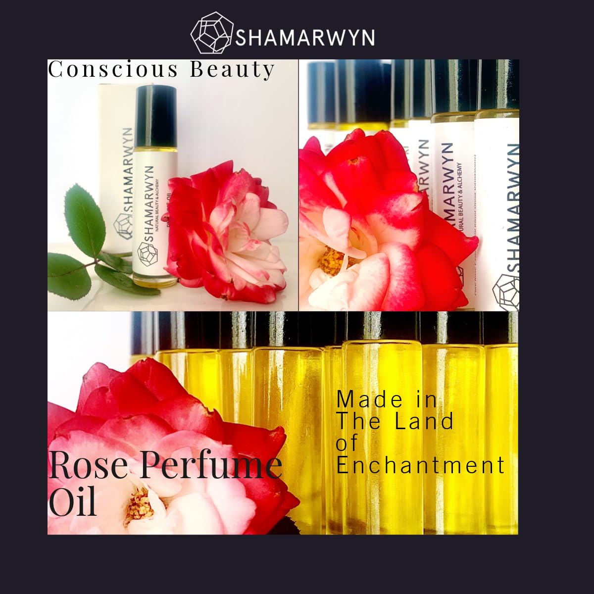 shamarwyn Rose Perfume Oil, Natural Organic, Botanical Fragrance, Pure Essential Oil Blend, Roll-On 10ml