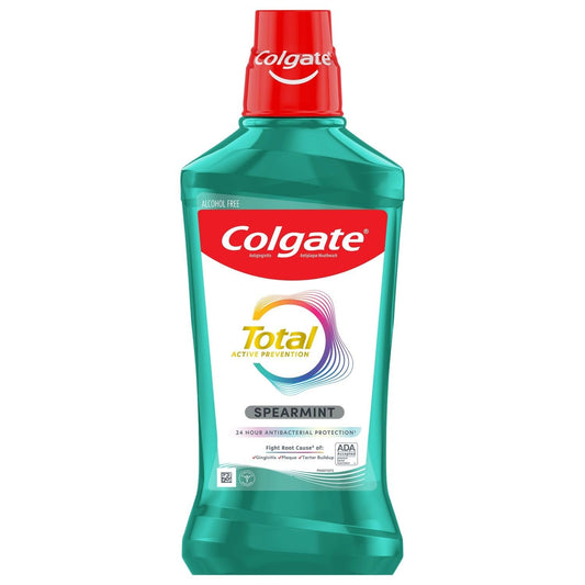 Colgate Total Pro-Shield Alcohol Free Mouthwash, Antibacterial Formula, Spearmint - 500 mL, 16.9 Fluid Ounce (6 Pack)