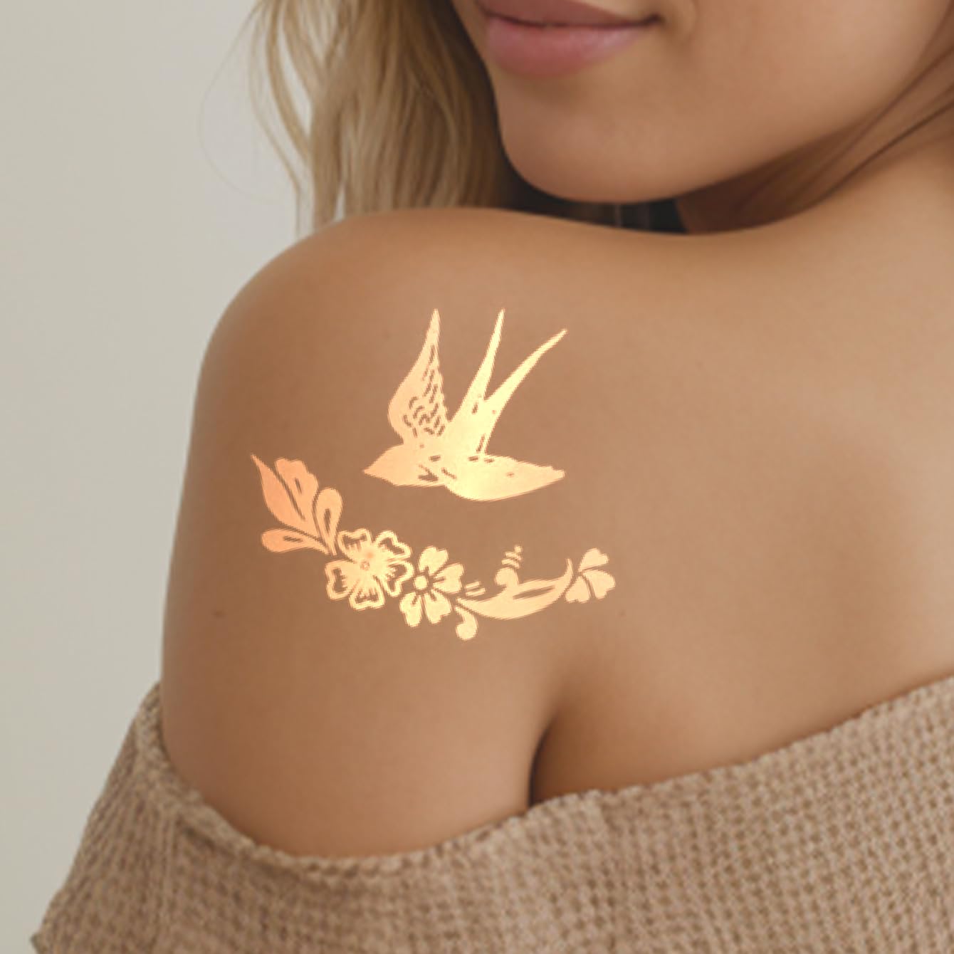 10 Sheet Gold Silver Metallic Temporary Tattoos for Adult Women, Gold Silver Glitter Flash Waterproof Tattoo Stickers for Beach, Festivals,Parties Tattoos Decorations Q976