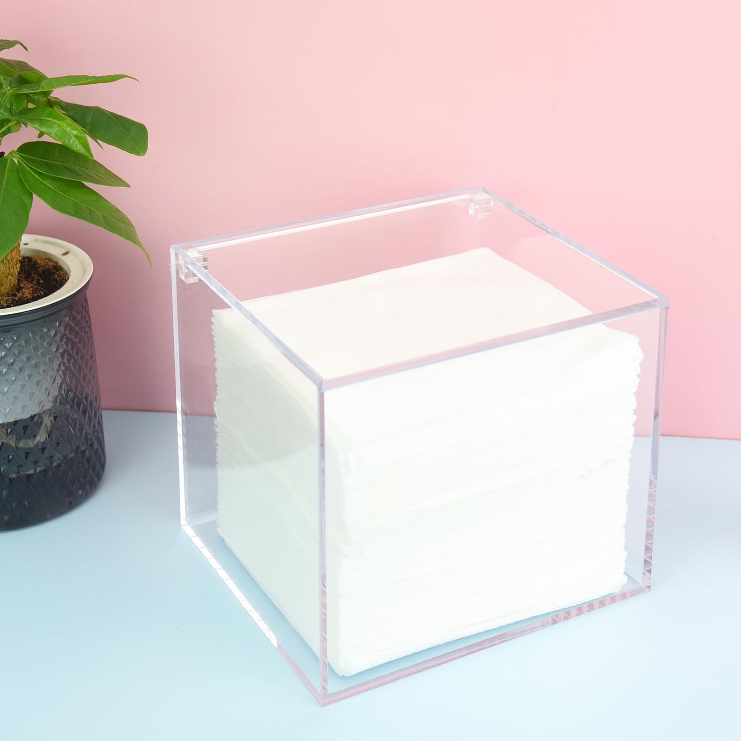 Watpot Disposable Face Towel Holder Storage Box Acrylic Facial Towels Container