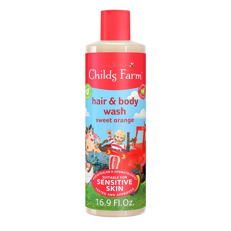 Kids Hair & Body Wash - Organic Sweet Orange for Dry, Sensitive Skin | Vegan, Cruelty-Free, 16.9 fl oz