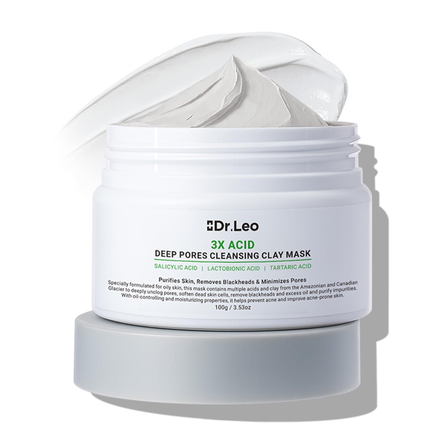 Dr.Leo 3X Acid Clay Mask, Pore Minimizing & Oil Control Face Mask, 3.53oz