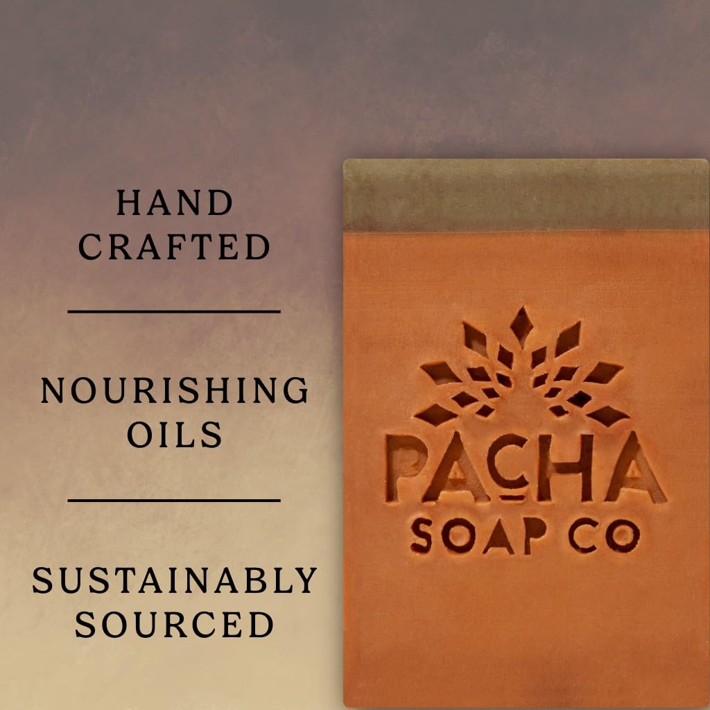 Pacha Soap Co. Caramel & Sea Salt Bar Soap - Roasted Pecans, Coffee & Brown Sugar Scent, Artisan Bar Soap for Hands, Face, and Body, Moisturizing, Handcrafted in the USA, 3-Pack (4 oz ea, 12 oz Total)