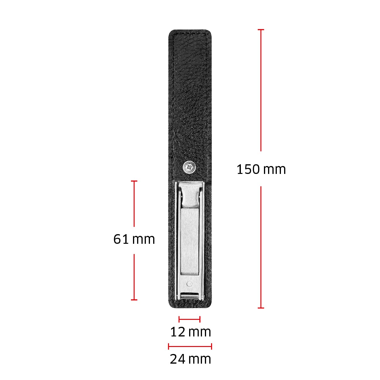 ZWILLING Nail Clipper with Key Ring (leather case with magnetic closure, integrated nail file, slightly curved cutting edge), Premium, Black