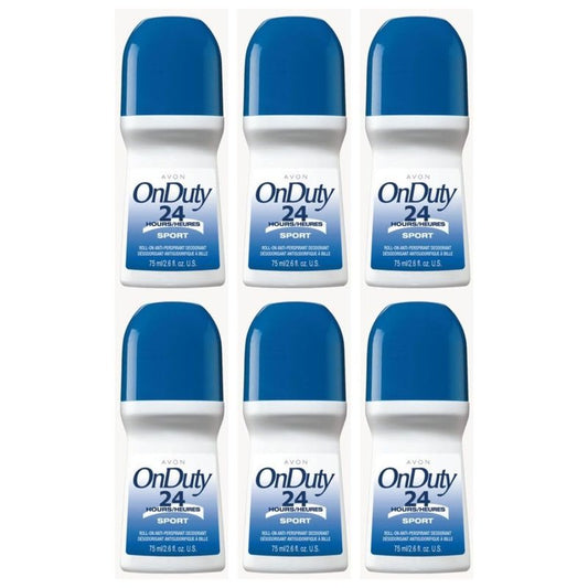 AVON On Duty Sport Roll On Antiperspirant Deodorant for Men 6 Pack, Mens Roll On Deodorant with Fresh Citrus Scent, Clear Non-Staining, Quick Dry Underarm Protection, 2.6 fl oz Each
