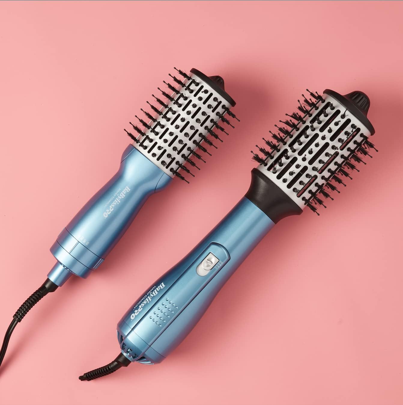 BaBylissPRO Nano Titanium 2 Inch Compact Hot Air Brush, Hair Styling Tools & Appliances, BNTMHBUC, Blue
