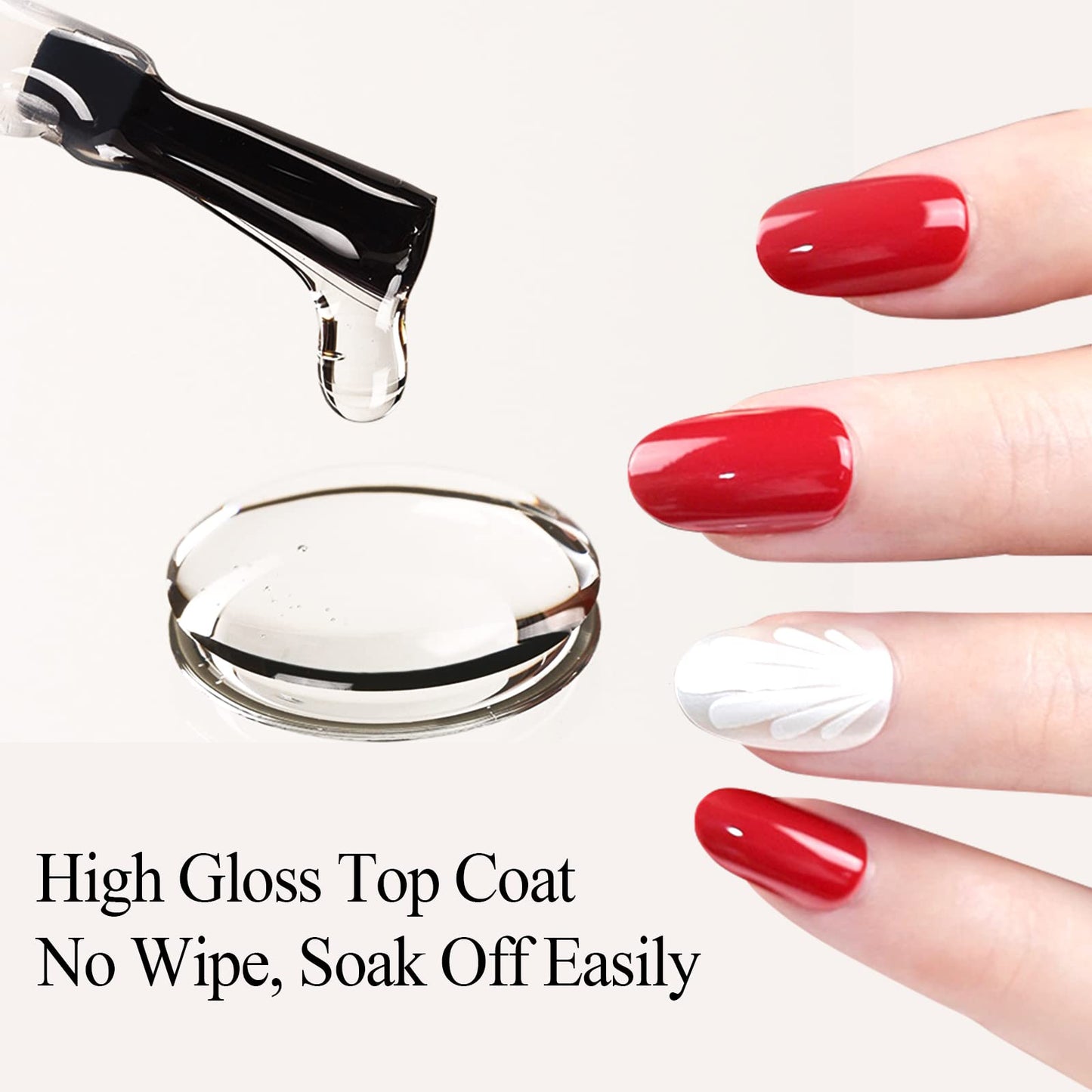 Imtiti No Wipe Gel Top Coat - High Shine, Long Lasting & Chip Resistant Clear Gel Nail Polish (0.54Fl.oz)