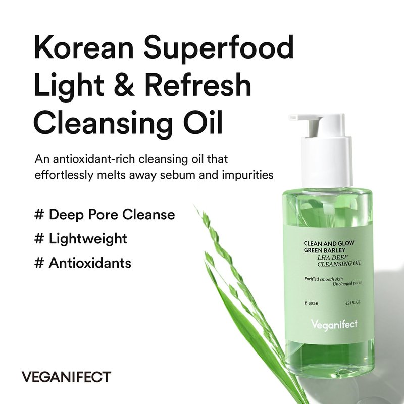 VEGANIFECT LHA Deep Cleansing Oil, Pore Control Cleansing Oil, Blackhead Remover & Sebum Care, Gentle Melting Oil Cleanser for Face, Daily Hydrating Makeup Remover, Korean Skincare 205ml/6.93 fl oz
