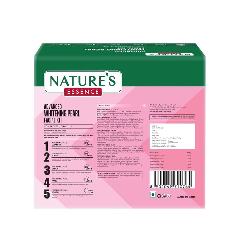 Nature's Essence Advanced Whitening Pearl Facial Kit, 5-Step Professional Treatment, Brightening and Conditioning
