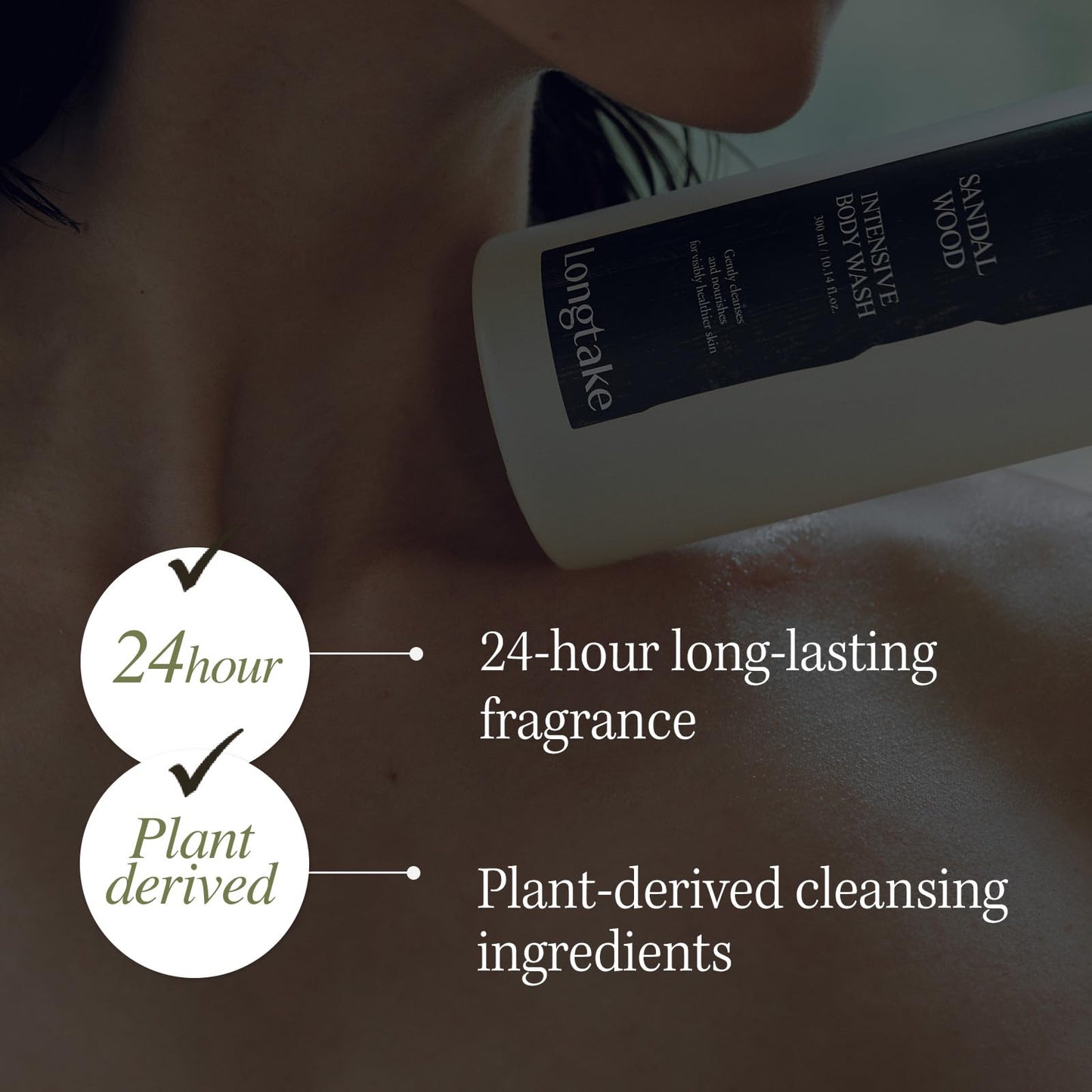 LONGTAKE Sandalwood Intensive Perfume Body Wash 10.1 Fl OzㅣSoothing protectionㅣStrengthening skin barrierㅣHydrating MoisturizingㅣFor All Types