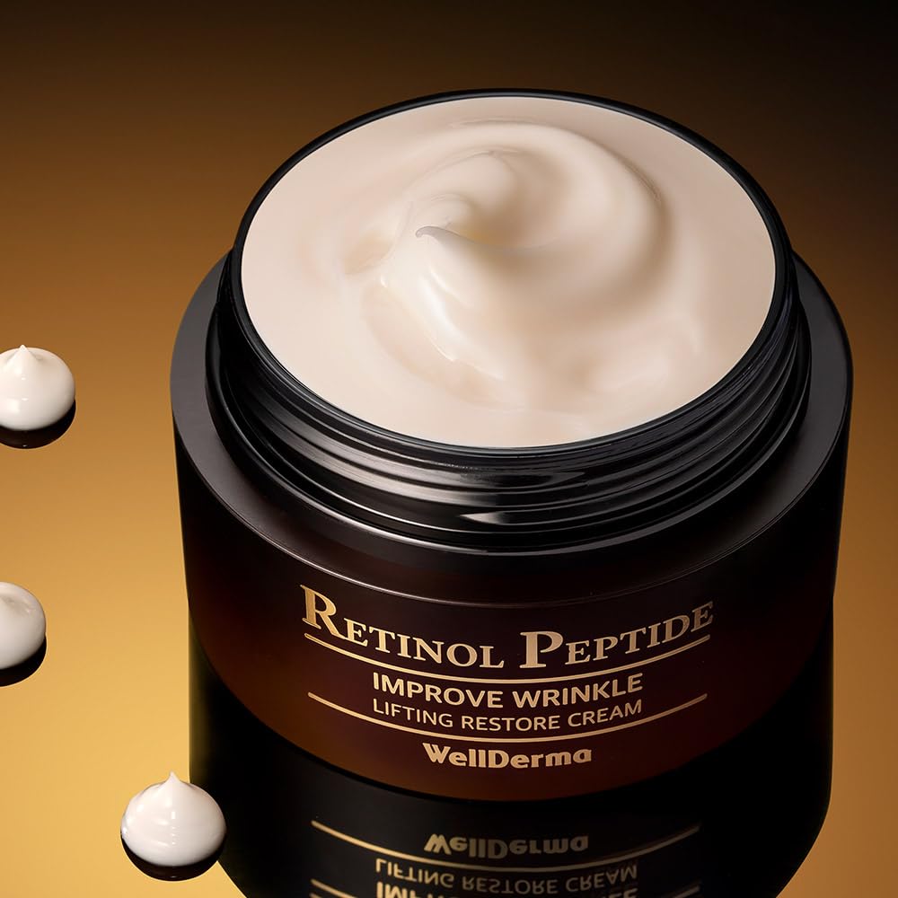 WELLDERMA Retinol Peptide Restore Cream, 50g / 1.69 fl.oz – Hydrating & Balancing Face Moisturizer with Collagen Complex and Niacinamide