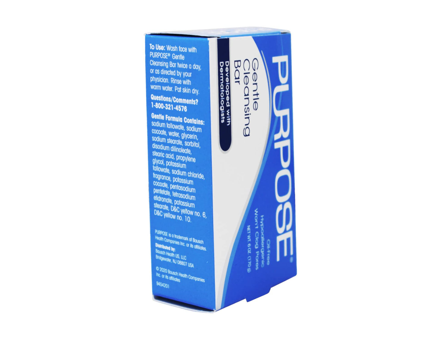 PURPOSE Gentle Cleansing Bar, As Gentle As Water, All Skin Types, For Sensitive & Dry Skin, Oil-free, Hypoallergenic, Sulfate-Free, 6 oz Bar (Pack of 6)