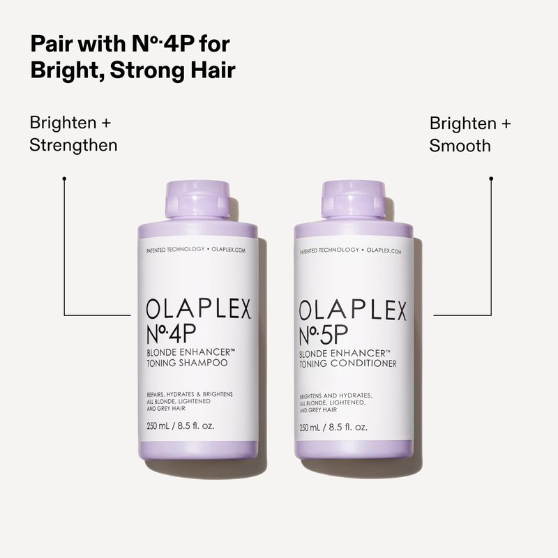 Olaplex Nº.5P Blonde Enhancer Purple Toning Conditioner: Neutralizes Brassiness & Strengthen | Repairs Damages & Hydrates Hair | For Coily, Curly, Straight, and Wavy, 250 mL / 8.5 Fl. Oz.