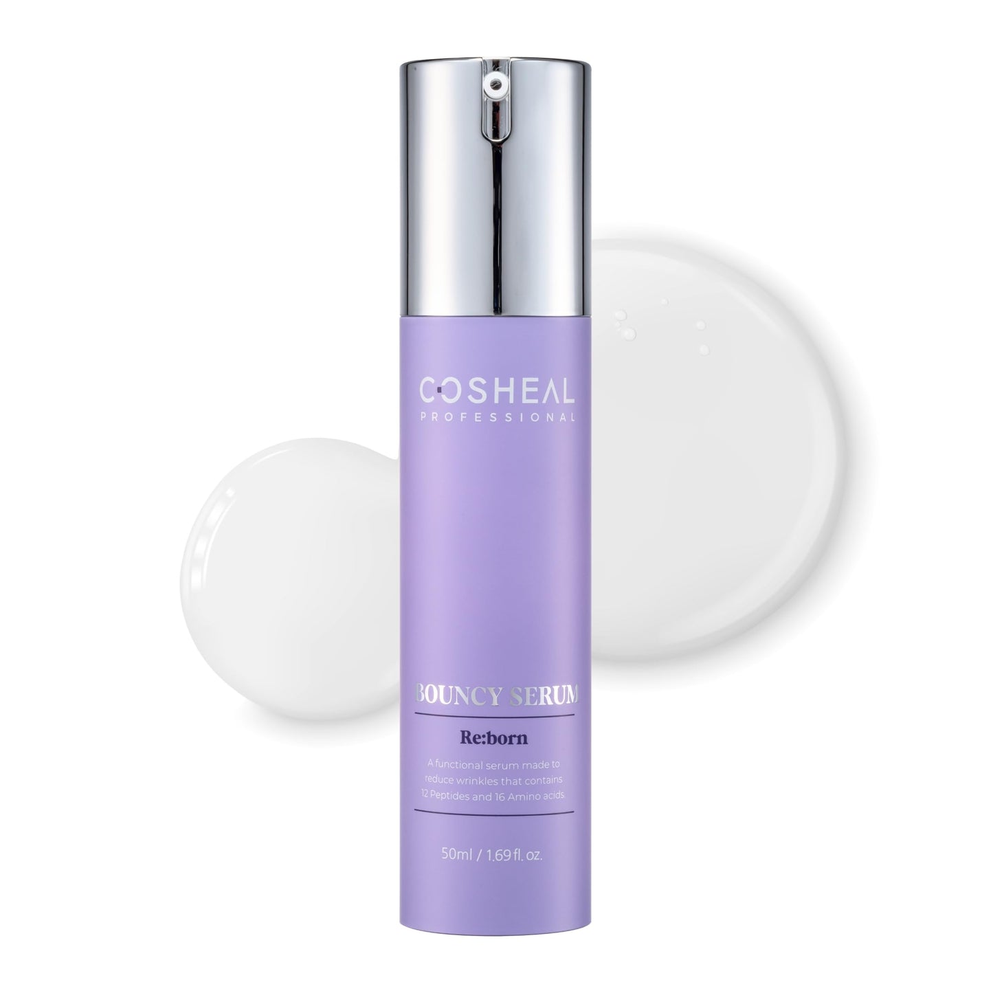 COSHEAL Bouncy Serum 1.69 fl oz, Silk-Finish Anti-Aging Serum with 12 Peptides & 16 Amino Acids, Boosts Elasticity & Hydration, Enhances Radiance, Supports Skin Regeneration, Korean Skin care