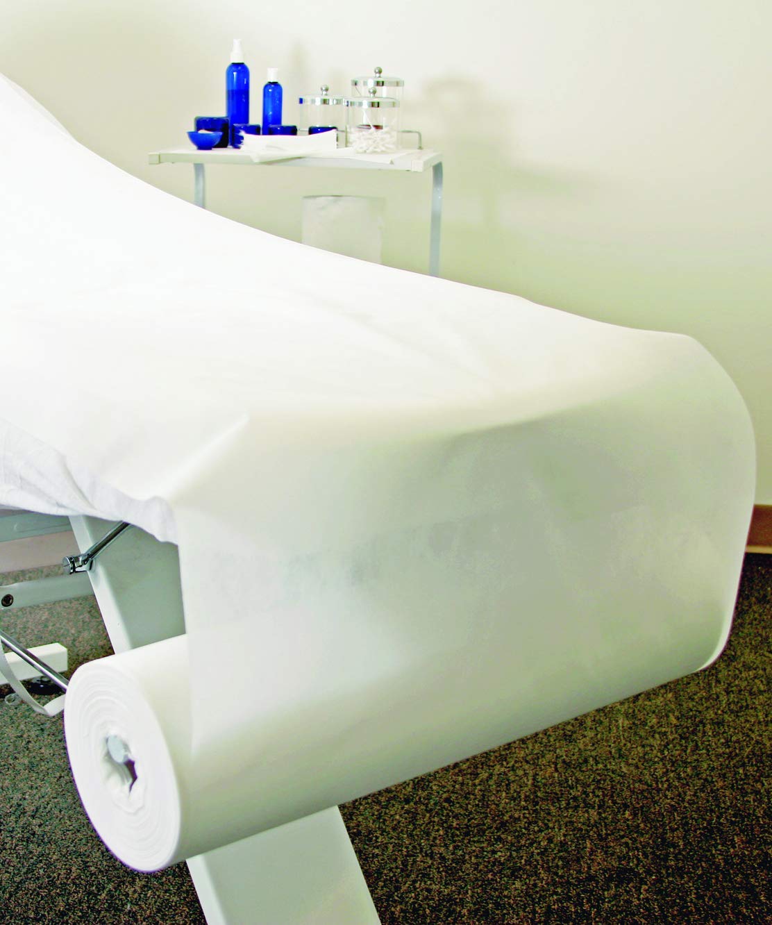 Disposable Non-Woven Bed Sheet Roll 24" x 330 ft Perforated Every 6 feet White Water Repellent Soft Durable Table Cover for Spa Salon Massage Medical and Dermatology use Renders 55 full Treatments