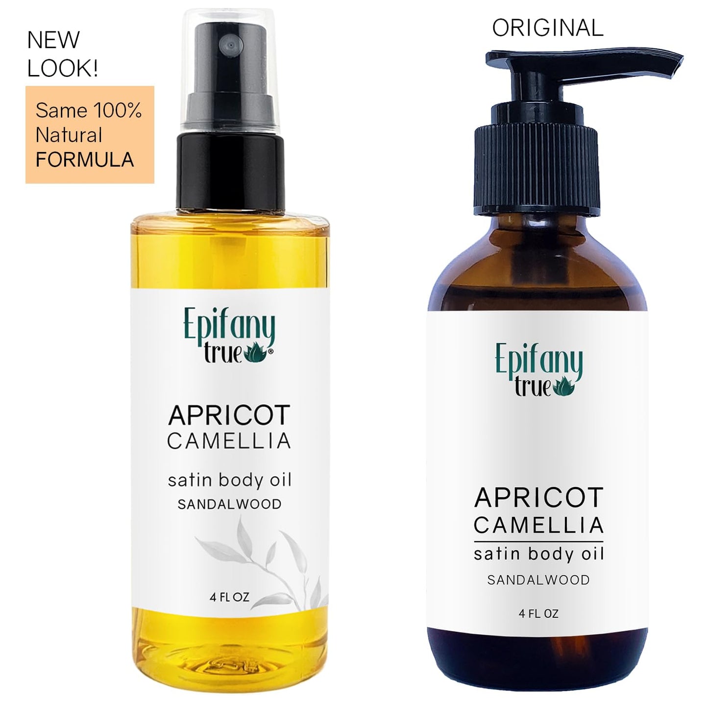 Epifany True Apricot & Camellia Body Oil 4oz Wellness Self-Care Gift Set, 4 Pieces, Natural, Scented Coconut Soy Candle 4oz, Calendula Lip Balm 0.15 oz, Just Breathe Essential Oil Roll-On 0.33oz