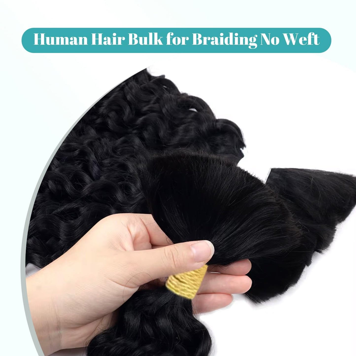 Human Braiding Hair 2 Bundles/Pack 100g Curly Water Wave Human Bulk Hair for Braiding No Weft 18in Brazilian Braiding Hair for Boho Braids Wet and Wavy Braids Extensions