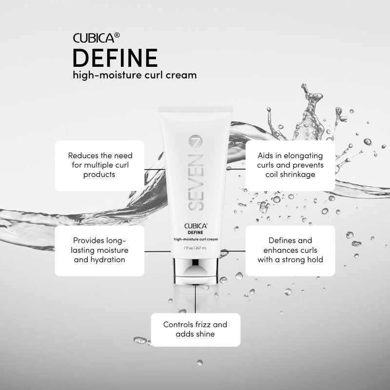 SEVEN Mezzo Define High Moisture Curl Cream, Curl Defining Cream for Curly Coily Hair, Anti Frizz Hydrating Styling Cream with Shea Butter Argan Oil, Bounce Shine Control, 7oz