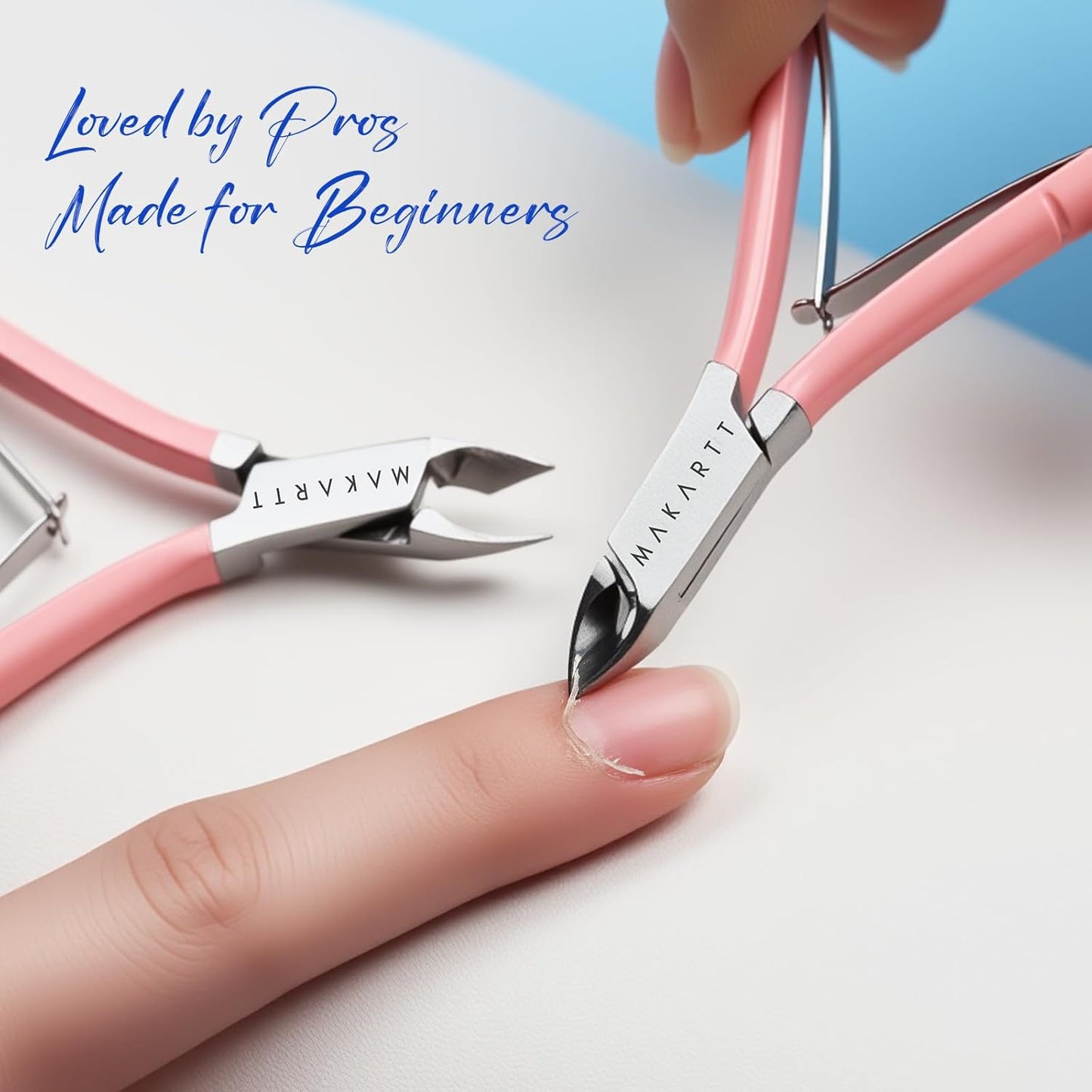 Makartt Cuticle Nippers - Professional 7mm Blade Trimmer with Ergonomic Handle | Pink, 2 Pack for Salon & Home Use
